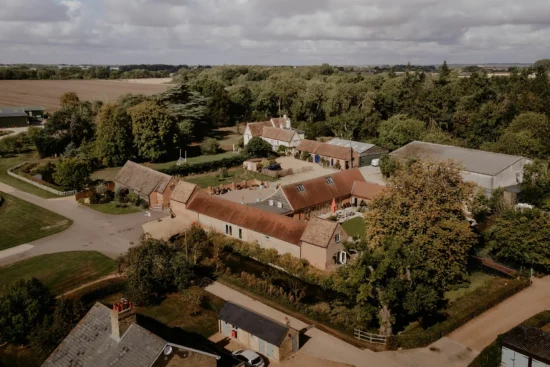 drone image of bassmead manor barns