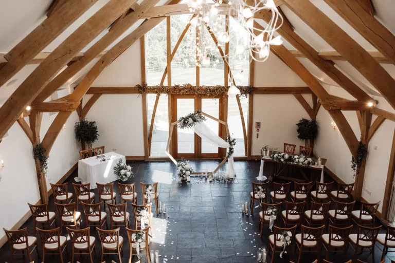 Mythe Barn Oak Barn wedding ceremony