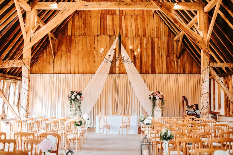 clock barn ceremony setup
