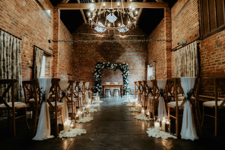 curradine barns granary barn ceremony setup