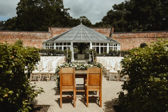combermere abbey outdoor ceremony setup