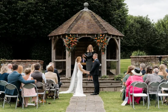 Delbury Hall outdoor wedding ceremony