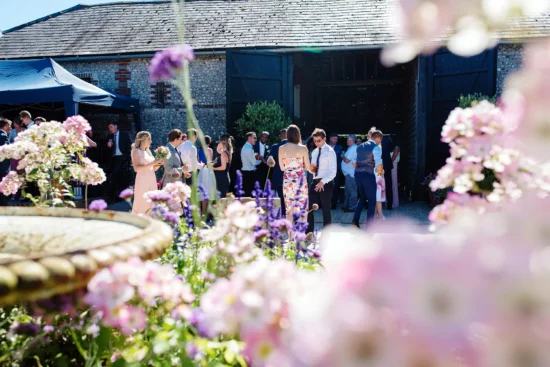 Upwaltham Barns wedding reception in summer