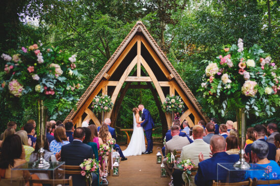 rivervale barn outdoor ceremony couple