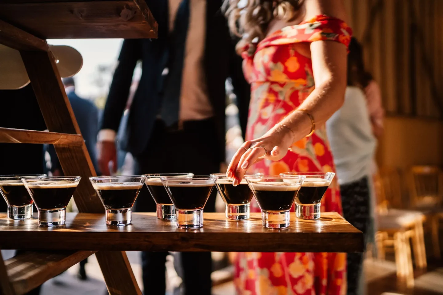 Upwaltham Barns wedding reception espresso martini