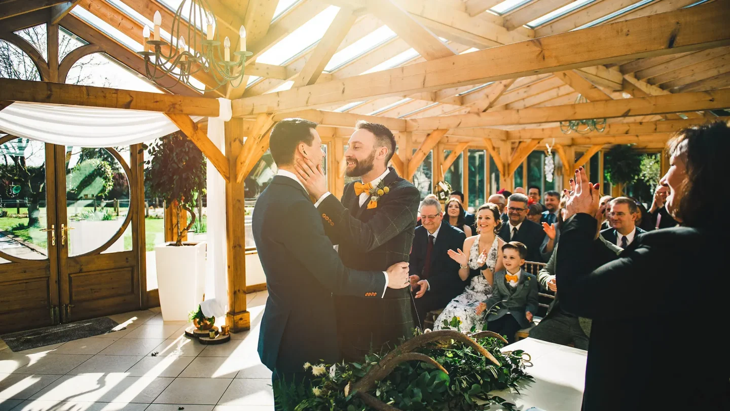 gaynes park grooms ceremony orangery