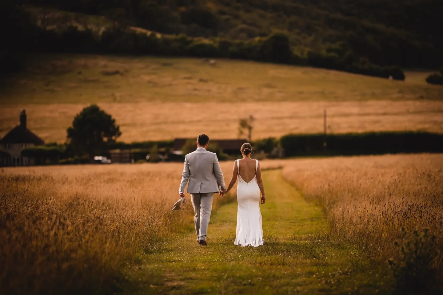 Upwaltham Barns couple in field