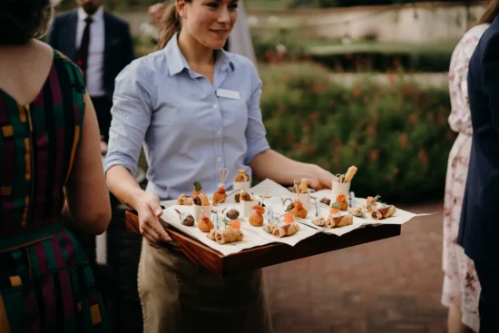 Delicious wedding canapes served during a wedding reception