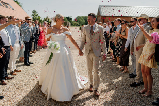A confetti moment at Branches Park wedding venue in Suffolk