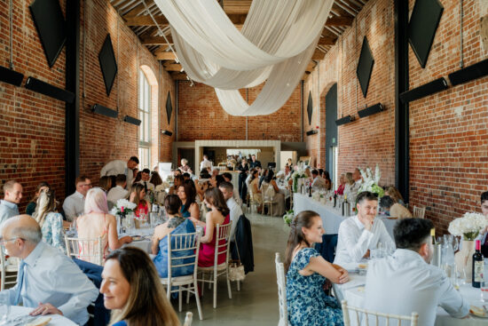 Guests enjoying a wedding breakfast at Branches Park