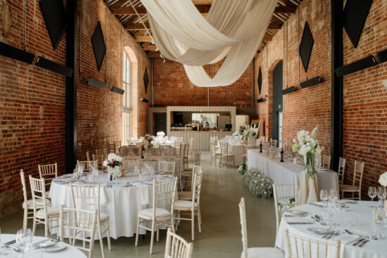 A wedding reception set up at Branches Park wedding venue in Suffolk