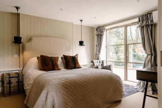 A bedroom at Branches Park wedding venue in Suffolk